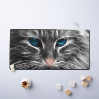 Awesome Blue Eyed Cat Face Desk Mat