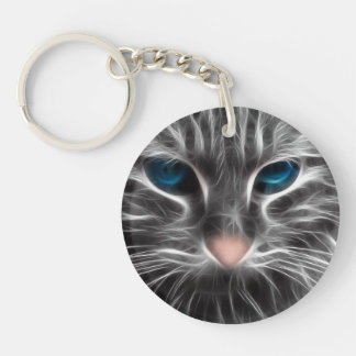 Awesome Blue Eyed Cat Face Keychain