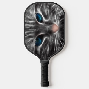 Awesome Blue Eyed Cat Face Pickleball Paddle