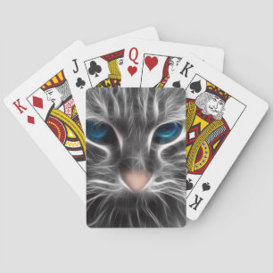 Awesome Blue Eyed Cat Face Playing Cards