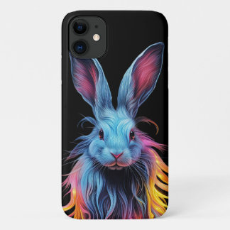 Awesome Blue Rabbit on Fire iPhone 11 Case