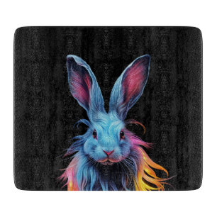 Awesome Blue Rabbit on Fire Cutting Board