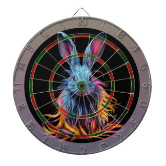Awesome Blue Rabbit on Fire  Dartboard