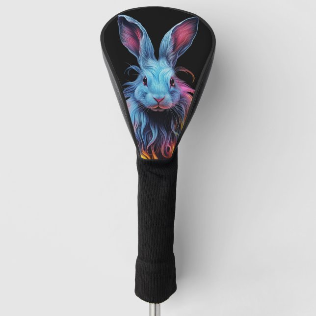 Awesome Blue Rabbit on Fire  Golf Head Cover (Front)