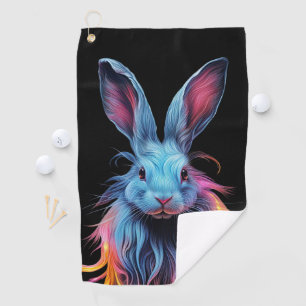 Awesome Blue Rabbit on Fire  Golf Towel