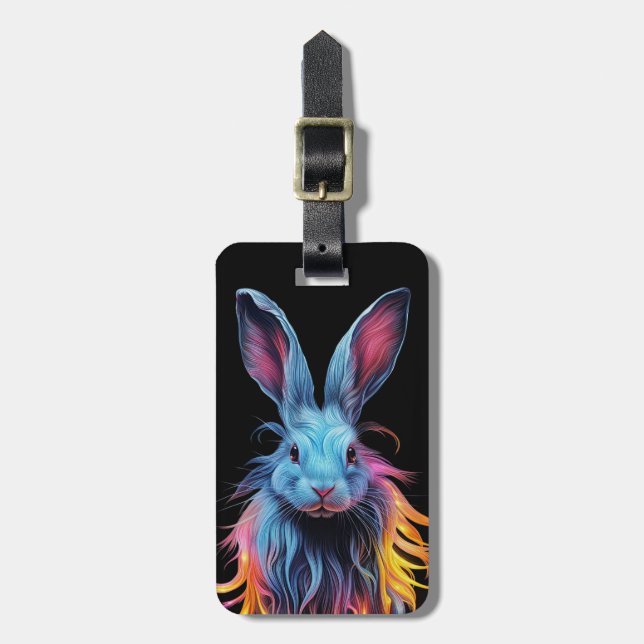 Awesome Blue Rabbit on Fire  Luggage Tag (Front Vertical)