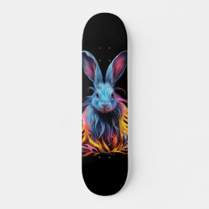 Awesome Blue Rabbit on Fire  Skateboard