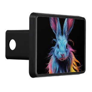 Awesome Blue Rabbit on Fire Trailer Hitch Cover
