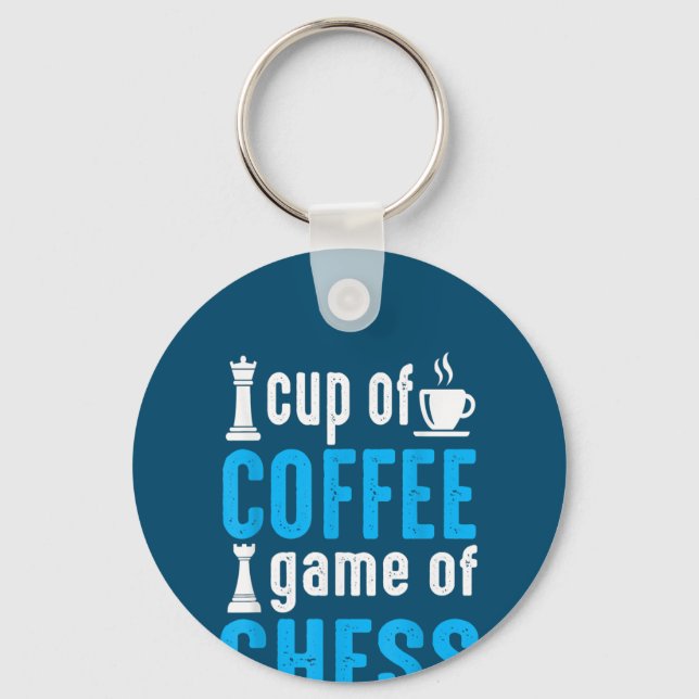 Awesome Board Game - Cup Of Coffee Game Of Chess Keychain (Front)