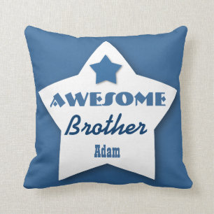 Awesome BROTHER Big Heart Custom BLUE 5 Throw Pillow