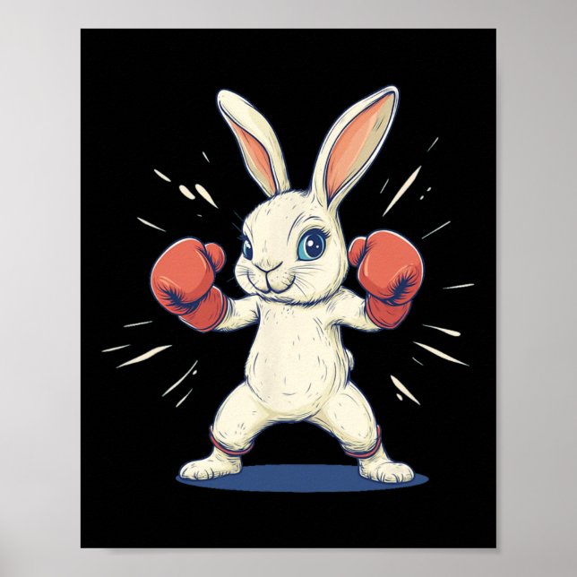 Awesome Bunny With Boxing Gloves For Easter Lovers Poster (Front)