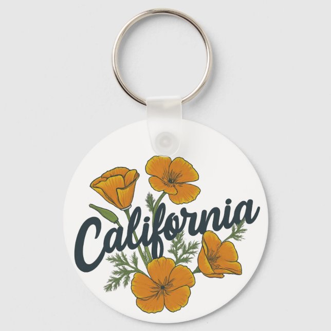 Awesome California Poppy  Keychain (Front)