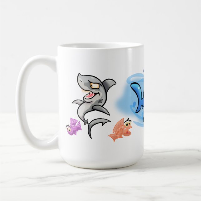 Awesome Cartoon Sharks Coffee Mug (Left)