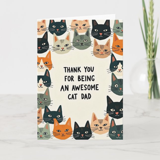 Awesome Cat Dad Thank You Card (Front)
