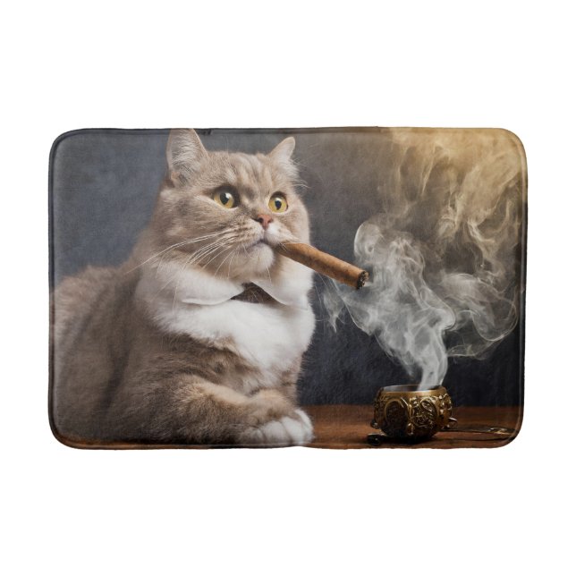 Awesome Cat Is Smoking Cigar Bath Mat! Mat (Front)