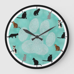 Awesome Cats Large Clock