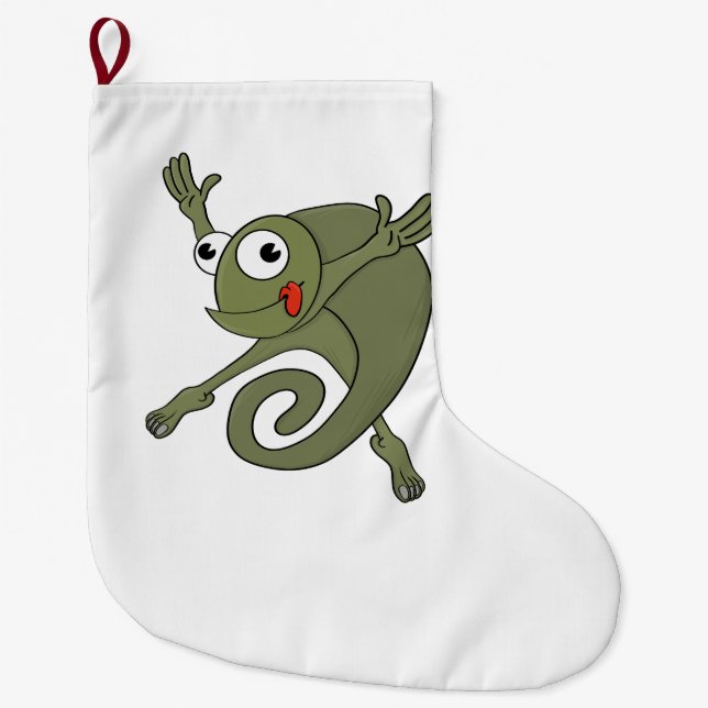 Awesome Chameleon Large Christmas Stocking (Front)