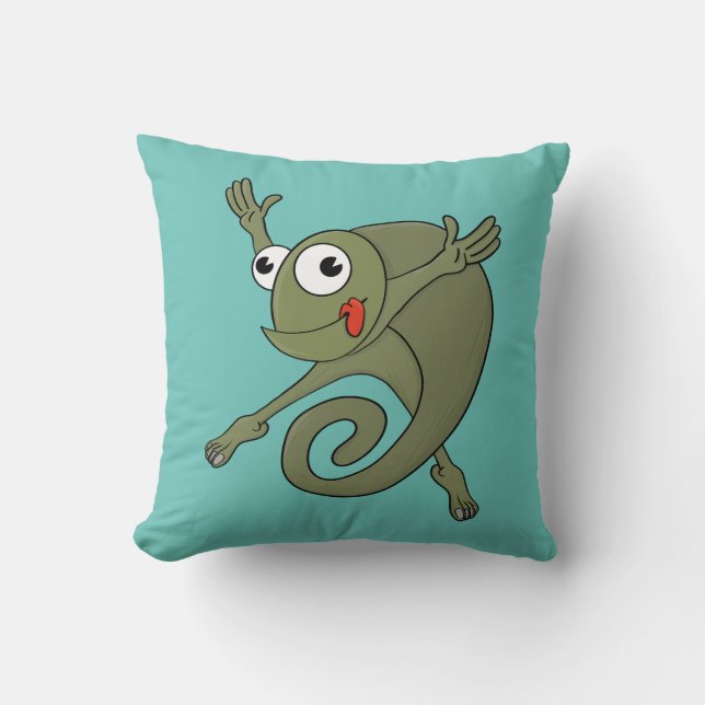 Awesome Chameleon Throw Pillow (Front)