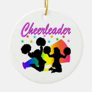 AWESOME CHEERLEADER MEGAPHONE DESIGN CERAMIC ORNAMENT