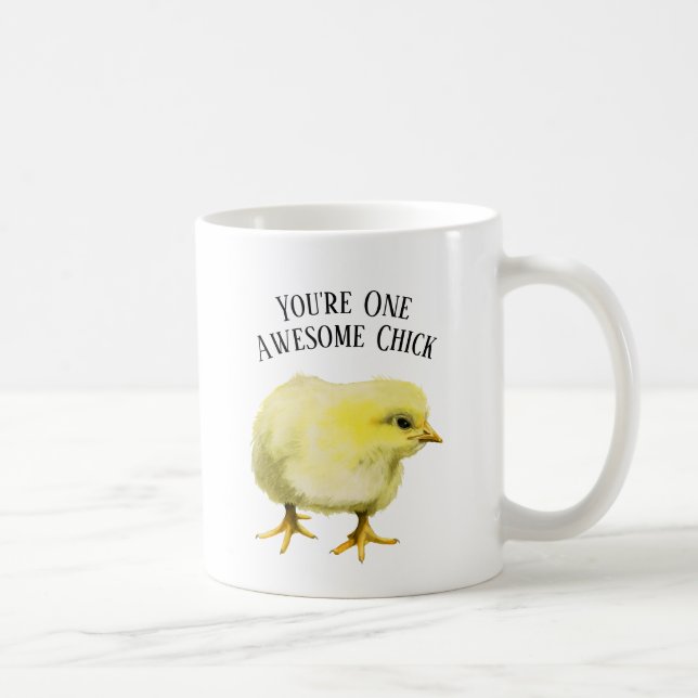 Awesome Chick | Funny Pun Baby Chicken Bird Coffee Mug (Right)