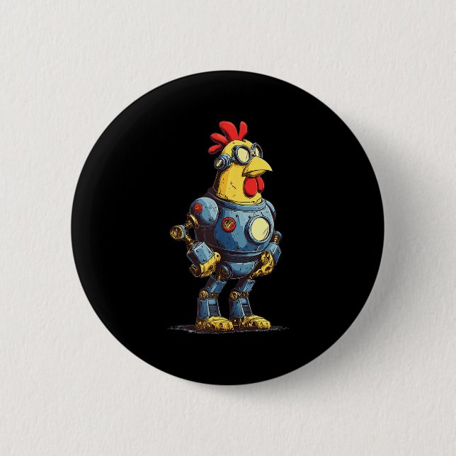 Awesome Chicken Robot For Future Animals Lovers  2 Inch Round Button (Front)