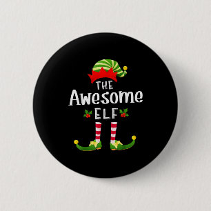 Awesome Christmas Elf Matching Pajama X-mas Party  2 Inch Round Button