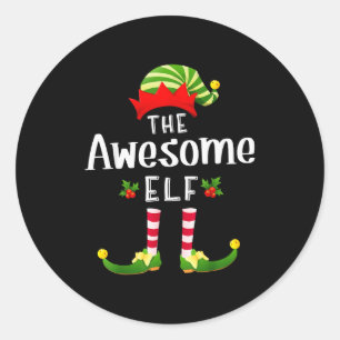 Awesome Christmas Elf Matching Pajama X-mas Party  Classic Round Sticker