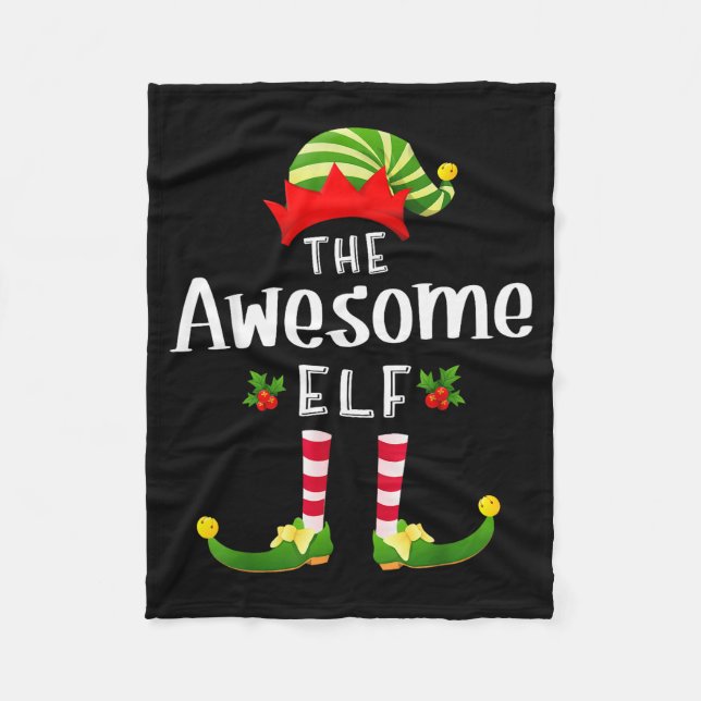 Awesome Christmas Elf Matching Pajama X-mas Party  Fleece Blanket (Front)