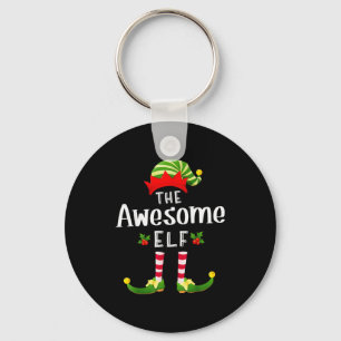 Awesome Christmas Elf Matching Pajama X-mas Party Keychain