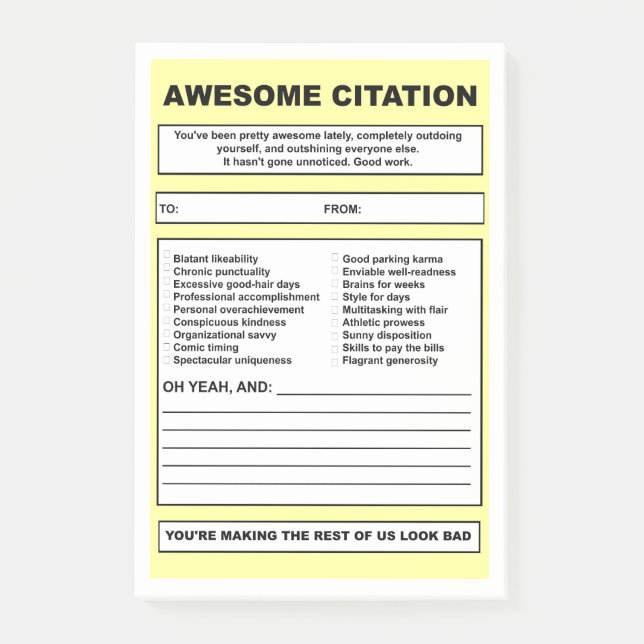 'Awesome Citation' Post-it Notes (Front)