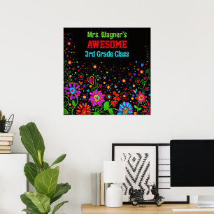 Awesome Class Colourful Floral Personalized Poster