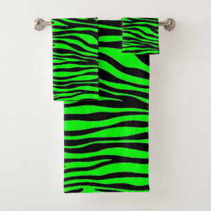 Awesome Colour Combination Lime Green Zebra Bath Towel Set