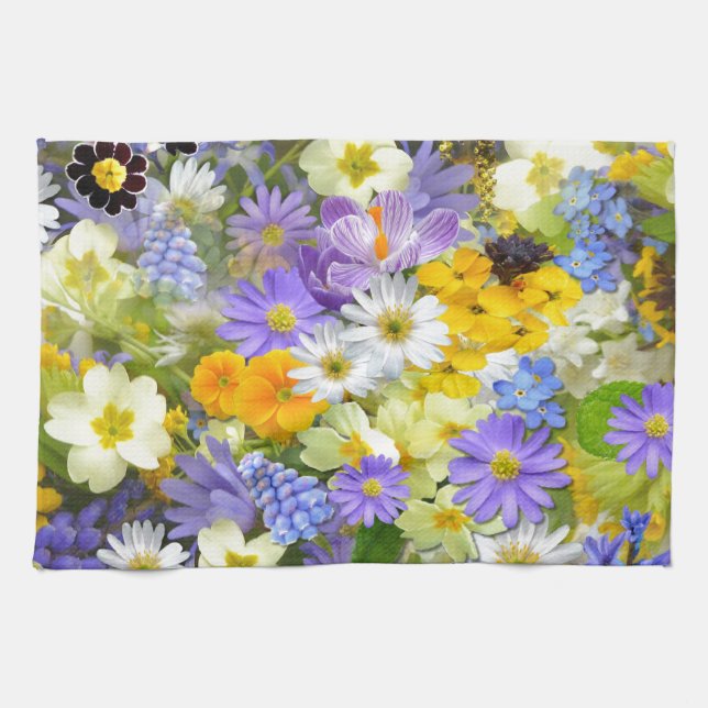 Awesome Colourful Garden Flowers Design Kitchen Towel (Horizontal)