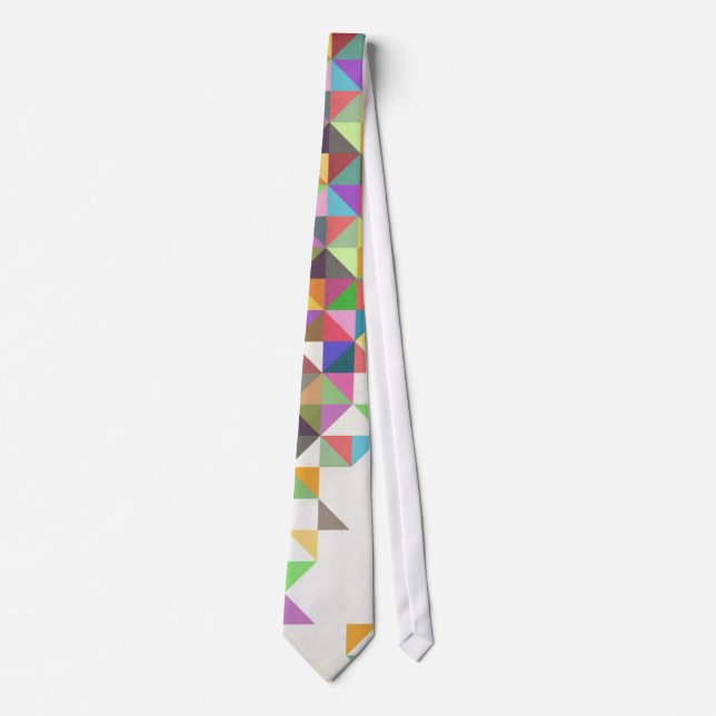Awesome colourful retro geometric pattern tie (Front)