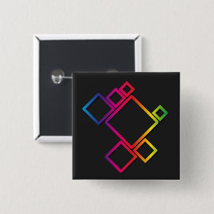 Awesome Colourful Squares on Black No. 1 2 Inch Square Button