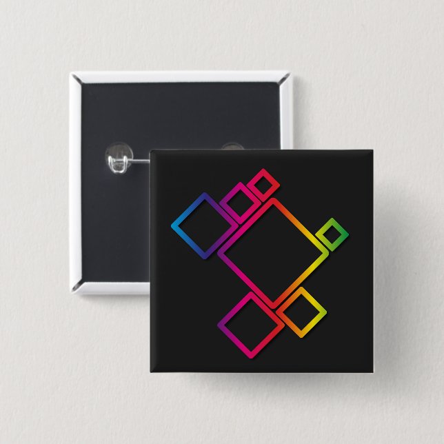 Awesome Colourful Squares on Black No. 1 2 Inch Square Button (Front & Back)