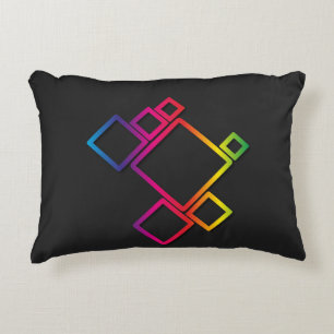 Awesome Colourful Squares on Black No. 1 Accent Pillow