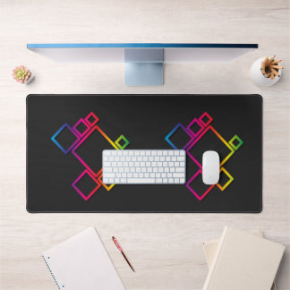 Awesome Colourful Squares on Black No. 1 Desk Mat