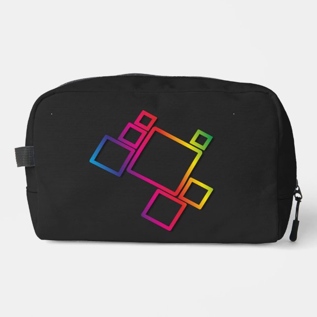 Awesome Colourful Squares on Black No. 1 Dopp Kit (Front)