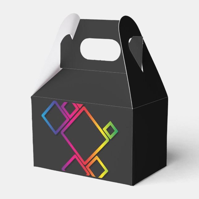 Awesome Colourful Squares on Black No. 1 Favor Box (Front Side)