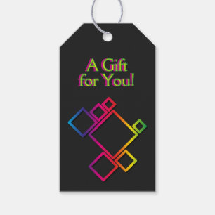 Awesome Colourful Squares on Black No. 1 Gift Tags