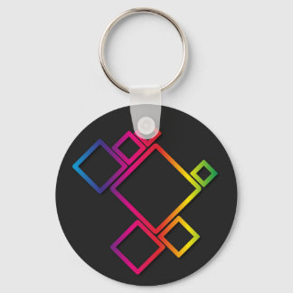Awesome Colourful Squares on Black No. 1 Keychain