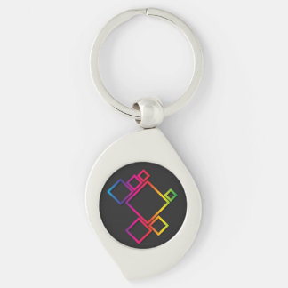 Awesome Colourful Squares on Black No. 1 Keychain