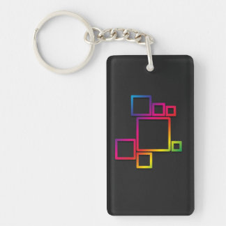 Awesome Colourful Squares on Black No. 1 Keychain