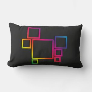 Awesome Colourful Squares on Black No. 1 Lumbar Pillow