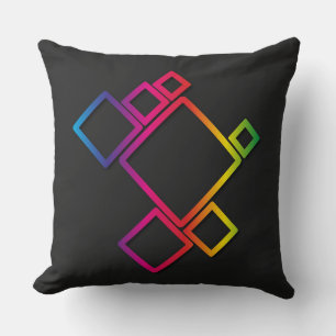 Awesome Colourful Squares on Black No. 1 Throw Pillow