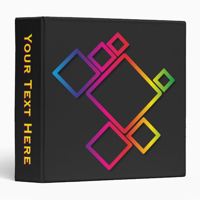 Awesome Colourful Squares Personal Text Binder (Front/Spine)