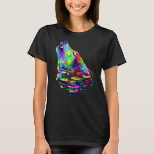 Awesome Colourful Wolf Wildlife Animals Women Me T-Shirt