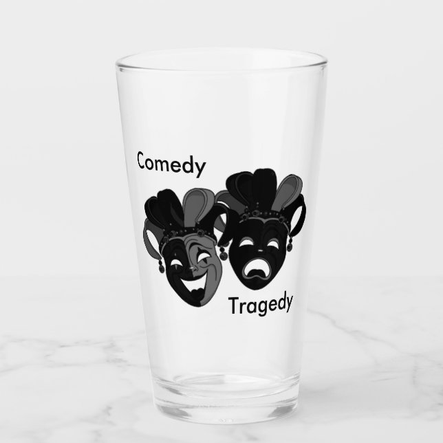 Awesome Comedy and Tragedy Theatre Jester Masks Glass (Front)