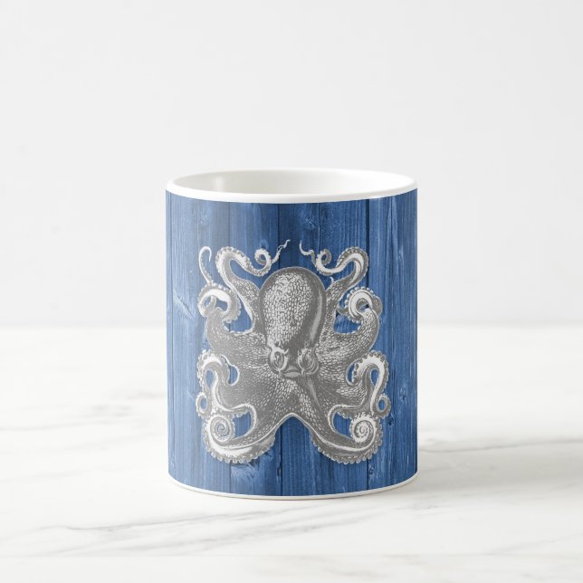 awesome cool Antique effect white octopus Coffee Mug (Center)